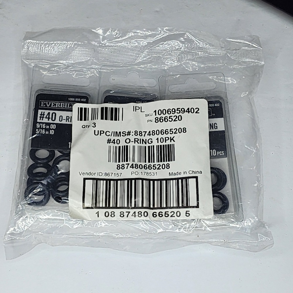 Everbilt #40 O-Ring 9/16 in OD 5/16 in ID 3 Packs 10 Pieces Each 866520